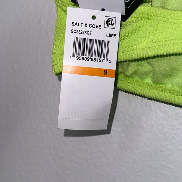 SALT + COVE Popcorn-Rib Bralette Bikini Top in Lime Size Small - Picture 6 of 6